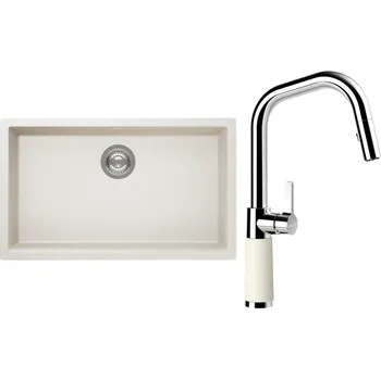 Kuchyňský dřez Set Schock S15-9 (dřez Kaia N-100XL Magnolia + baterie SC-530.120 Magnolia)