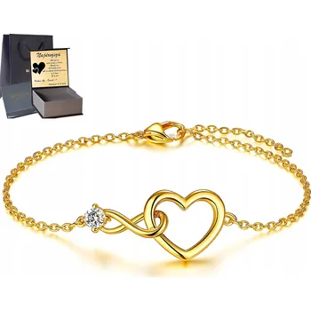 Náramek Zlatý náramek Stříbro 925 Dámský Srdce se Zirkony Krásný jako Dárek