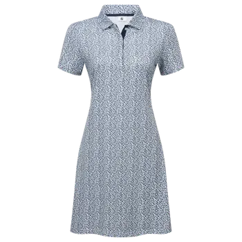 Dámské šaty FootJoy Animal Print Dress S, White/Skyway/Navy, dámské