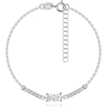 Náramek Stříbrný náramek 925 s obdélníkovým zirkonem a pásky