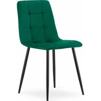 Nábytek Zelená sametová židle KARA s černými nohami