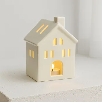 Svícen ROSA Keramický svícen bílý domek Six S