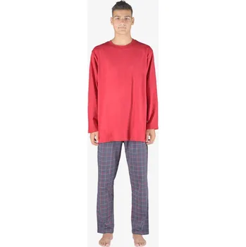 Pánské pyžamo Pánské pyžamo dlouhé pánské, šité, s potiskem Pyžama 2023 79155P - martini tm. šedá - L