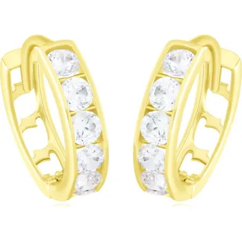 Náušnice GEMMAX Zlaté náušnice kroužky se zirkony Ø 11 mm – zlatý šperk ryzosti 585/1000 v Dárkovém balení s Certifikátem GLEYB-11-02518