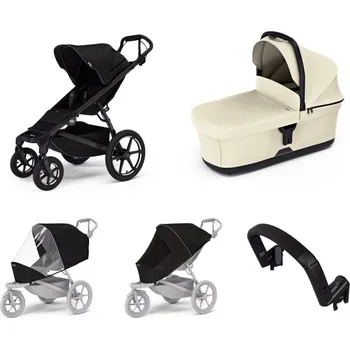 Kočárek Městský kočárek Thule Urban Glide 4-wheel Black + korbička Soft beige AKČNÍ SET 5v1