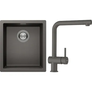 Kuchyňský dřez Set Schock S12-1 (dřez Kaia N-100S Silverstone + baterie Epos Silverstone)