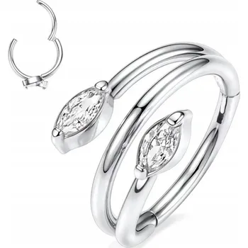 Piercing Titanový Clicker kroužek PIERCING s Zirkony do ucha, chrupavky (HELIX, Lobe) 1,2/10