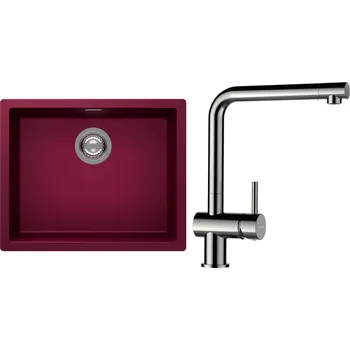 Kuchyňský dřez Set Schock S14-3 (dřez Kaia N-100L Berry + baterie Epos Nerezový vzhled)