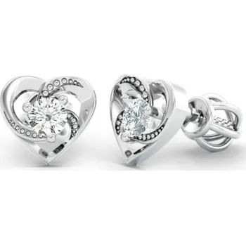Šperk Couple, Peckové náušnice Coravelle ve tvaru srdce, bílé zlato se zirkony, 585-66-3-0701.1B00.0.00.001.05