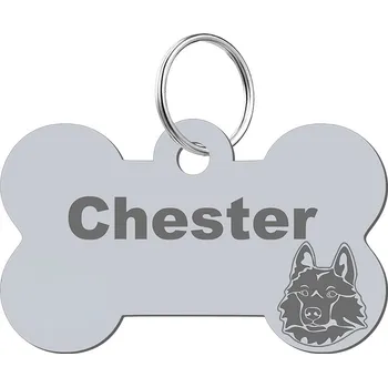 psí známka Adresář, identifikační známka kost ve tvaru kosti Mejk Jewellery stříbrná