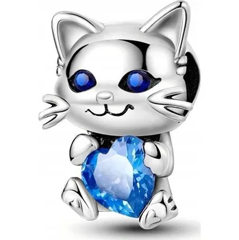 Přívěsek Přívěsek STŘÍBRO 925 Charms Korálek Kočka se srdcem