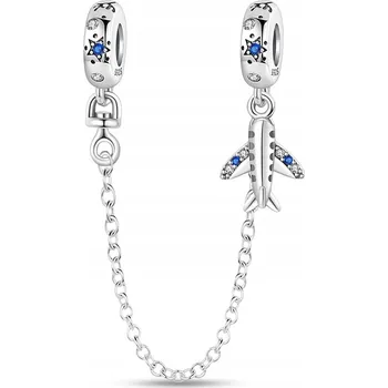 Řetízek Řetízek pojistný na korálky STŘÍBRO 925 oddělovač Letadlo a Hvězdy