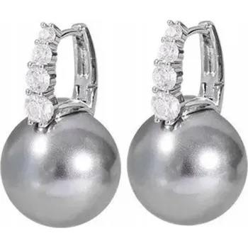 Náušnice Stříbrné Náušnice s Tahitskými Perlami, Černé, Chirurgická Ocel