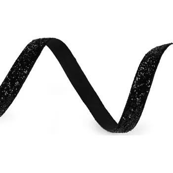 Stuha Sametová lurexová stuha šíře 6 mm, střední, 9 černá