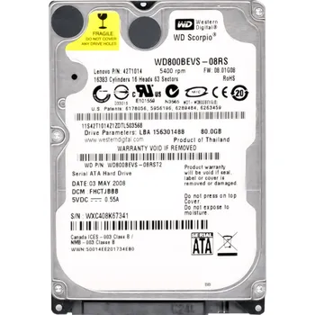 Interní pevný disk WD SCORPIO 80GB 5.4K 8MB SATA 2.5" WD800BEVS-08RS - HDD disk