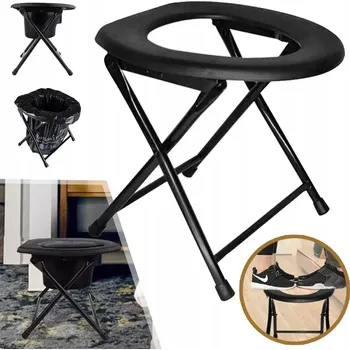 Obraz TOALETNÍ ŽIDLE PRO SENIORY PŘENOSNÁ WC SANITÁRNÍ SKLÁDACÍ 38 CM