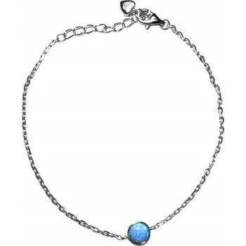 Náramek JEMNÝ DÁMSKÝ STŘÍBRNÝ NÁRAMEK KULATÝ OPÁL MODRÝ RYZOSTI 925