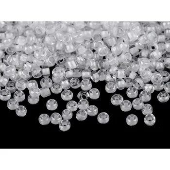 Dětské navlékací korálky Rokajl 8/0 - 3 mm s průtahem, zářivé barvy, malé, 2201 bílá