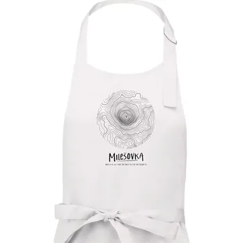 Kuchyňská zástěra Milešovka - vrstevnice v kruhu - Dámská zástěra na vaření - Univerzální velikost ( Bílá )