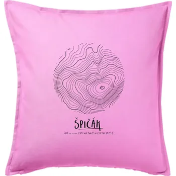 Polštář Špičák - vrstevnice v kruhu - Polštář 50x50 - 50x50 - Pouze potah ( Růžová )