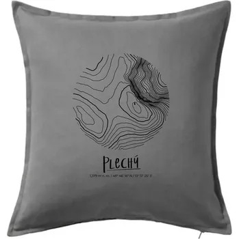 Polštář Plechý - vrstevnice v kruhu - Polštář 50x50 - 50x50 - Pouze potah ( Tmavě šedý melír )