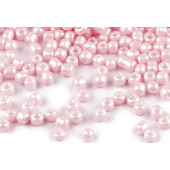 Korálek Rokajl 12/0 - 2 mm neprůhledný Balení: 50 g, Varianta: 806A růžová lasturová perleť - 8596475629034