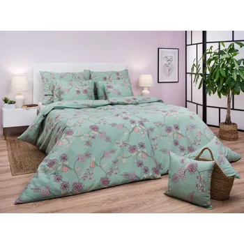 Povlečení DADKA VRACOV Povlečení krep Klaudie zelená 200x200, 2x 70x90 cm