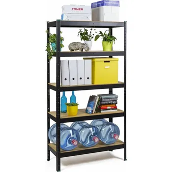 Dílenský regál Regál 180x90x30 cm lakovaný 5-policový, nosnost 875 kg - ČERNÝ