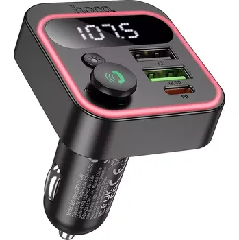 Transmiter FM Bluetooth Hoco E85, 2x USB A 1x USB C, PD 20W, QC 3.0, barva černá