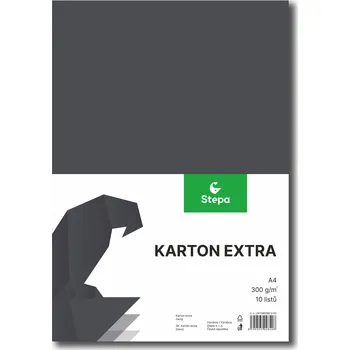 Výtvarný papír Barevný karton Extra 300g A4, 10listů, černý