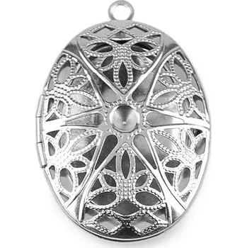 Šperk Medailonek rozevírací oválný, kulatý zdobený z nerezové oceli Varianta: 1 platina, Balení: 1 ks