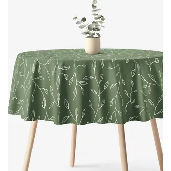 ubrus Kulatý ubrus 100% bavlněné plátno - Čajové lístky Ø 100 cm