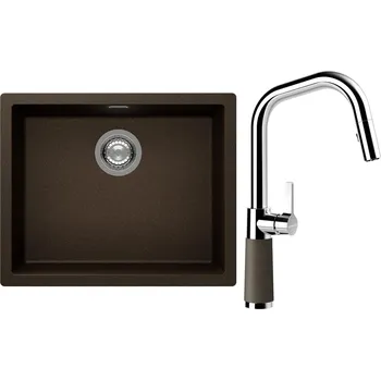 Kuchyňský dřez Set Schock S14-9 (dřez Kaia N-100L Bronze + baterie SC-530.120 Bronze)