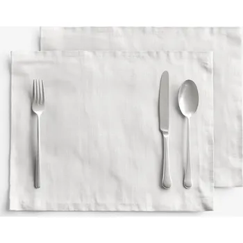 ubrus Prostírání na stůl ze lněné směsi - bílé - sada 2ks 30 x 40 cm
