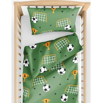 Povlečení Dětské bavlněné povlečení do postýlky - Fotbalový svět 100 x 135 a 40 x 60 cm