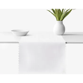 ubrus Sváteční běhoun na stůl teflonový - bílý s lesklými obdélníčky 20x120 cm