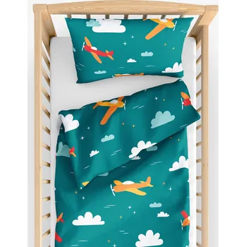 Povlečení Dětské bavlněné povlečení do postýlky - Letecké dobrodružství 90 x 120 a 40 x 60 cm