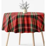 Kulatý ubrus 100% bavlněné plátno - Červené káro Ø 160 cm