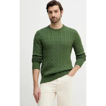 Pánský svetr Bavlněný svetr Tommy Hilfiger MW0MW33132 zelená 78X, vel. M
