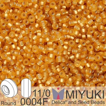 Korálek Korálky Miyuki Round 11/0. Barva 0004F Silverlined Matte Dark Gold. Balení 5g