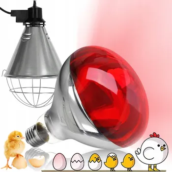 VÝHŘEVNÁ LAMPA PRO ZVÍŘATA 2 REŽIMY PRO PTÁKY, SLEPICE, KRÁLÍKY, PLAZY 250 W