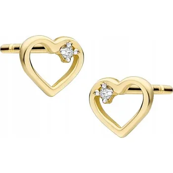 Náušnice Zlaté náušnice 585 srdíčka s diamanty puzetky elegantní jako dárek