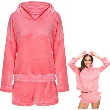 Dámské pyžamo Dámské pyžamo s kapucí teplé, dvoudílný měkký komplet, velikost M