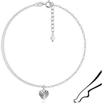 Náramek Stříbrný náramek 925 se srdcem a syntetickou perlou