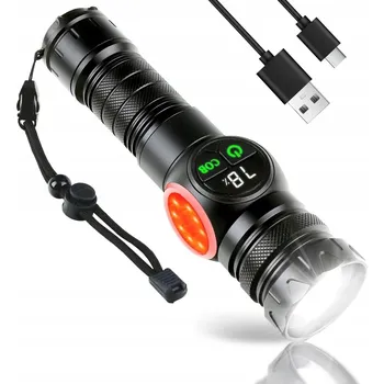 Svítilna VÝKONNÁ TAKTICKÁ LED SVÍTILNA COB ZOOM VOJENSKÁ 9 REŽIMŮ AKUMULÁTOROVÁ REFLEKTOR