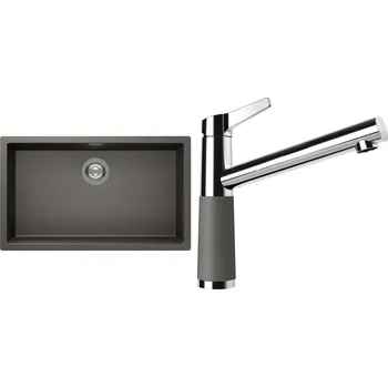 Kuchyňský dřez Set Schock S15-4 (dřez Kaia N-100XL Silverstone + baterie SC-510 Silverstone)