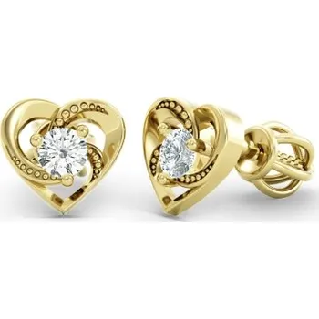 Šperk Couple, Peckové náušnice Coravelle ve tvaru srdce, žluté zlato se zirkony, 585-66-3-0701.0Z00.0.00.001.05