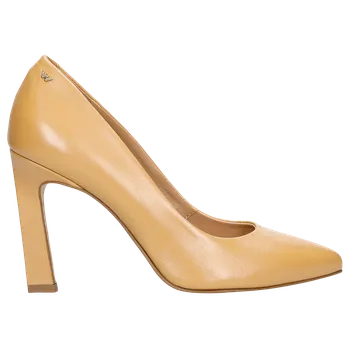 Dámské lodičky Béžové Kožené Dámské Lodičky Na Vysokém Podpatku Wojas 3506354 36