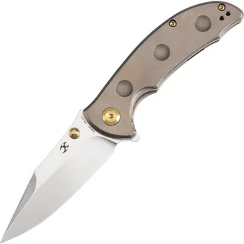 kapesní nůž KANSEPT Rei Stonewashed CPM-20CV Oranžová kůra Bronzové titanové rukojeti K1061A2