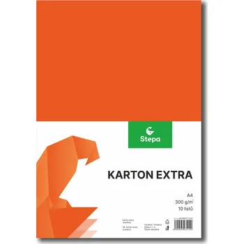 Karton Barevný karton Extra 300g A4, 10listů, oranžový